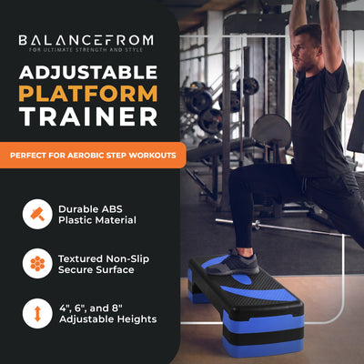 Adjustable Workout Aerobic Step Platform Trainer w/ Raisers (Open Box)