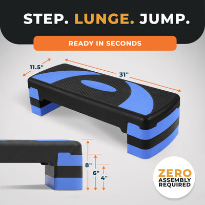 BalanceFrom Fitness Adjustable Workout Aerobic Step Platform Trainer w/ Raisers