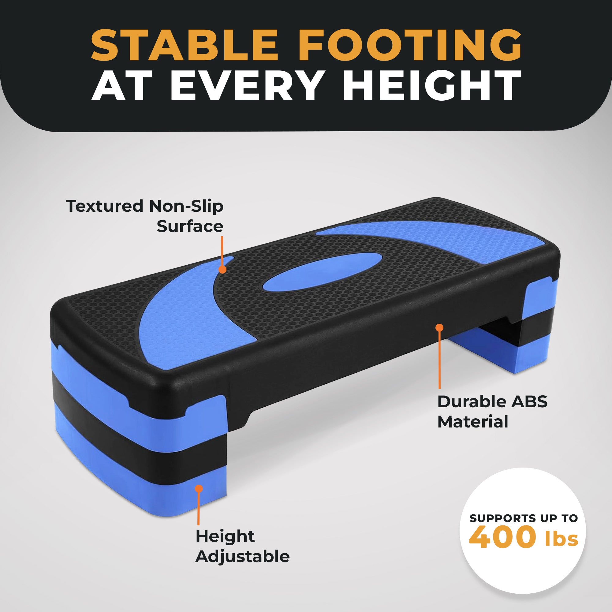 BalanceFrom Fitness Adjustable Workout Aerobic Step Platform Trainer w/ Raisers