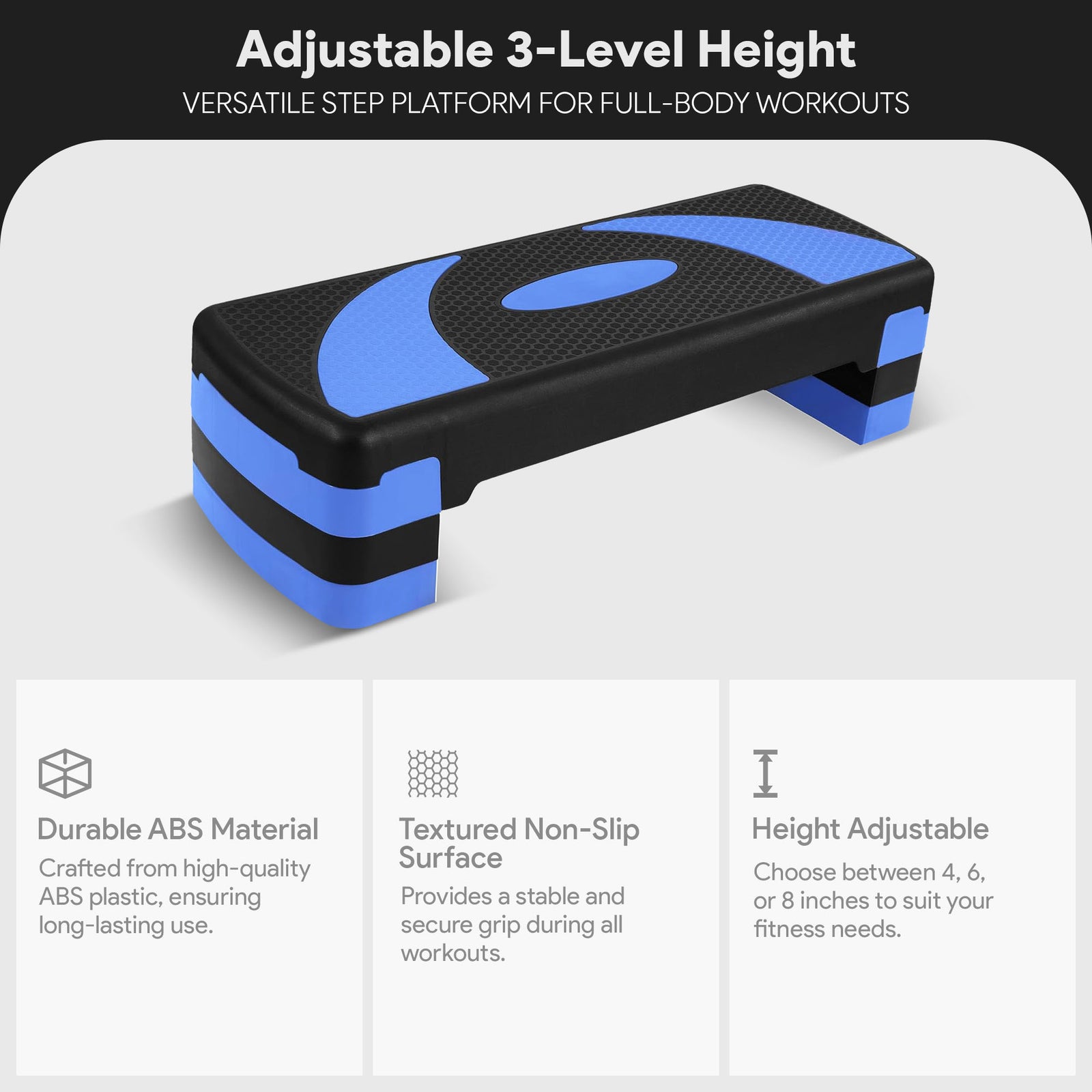 BalanceFrom Fitness Adjustable Workout Aerobic Step Platform Trainer w/ Raisers - VMInnovations