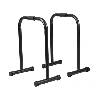 HolaHatha Dip Station Bar w/Adjustable Foot & Non Slip Covers, Black (Open Box) - VMInnovations