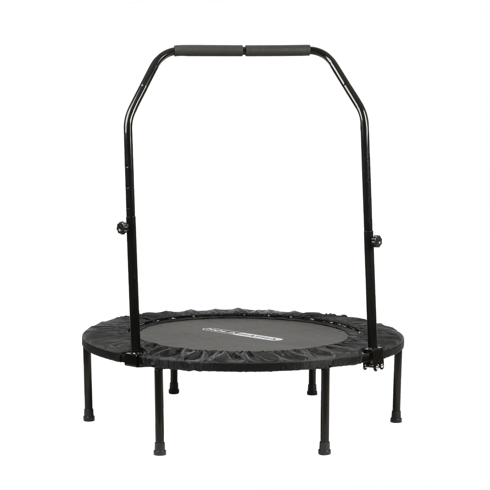 HolaHatha 40" Mini Trampoline Fitness Rebounder with Adjustable Handle, Black - VMInnovations