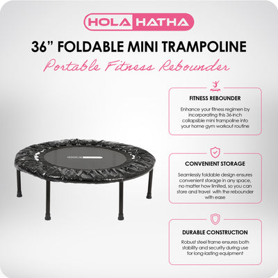 HolaHatha 36" Foldable Mini Trampoline Fitness Rebounder w/Handle (Used) - VMInnovations