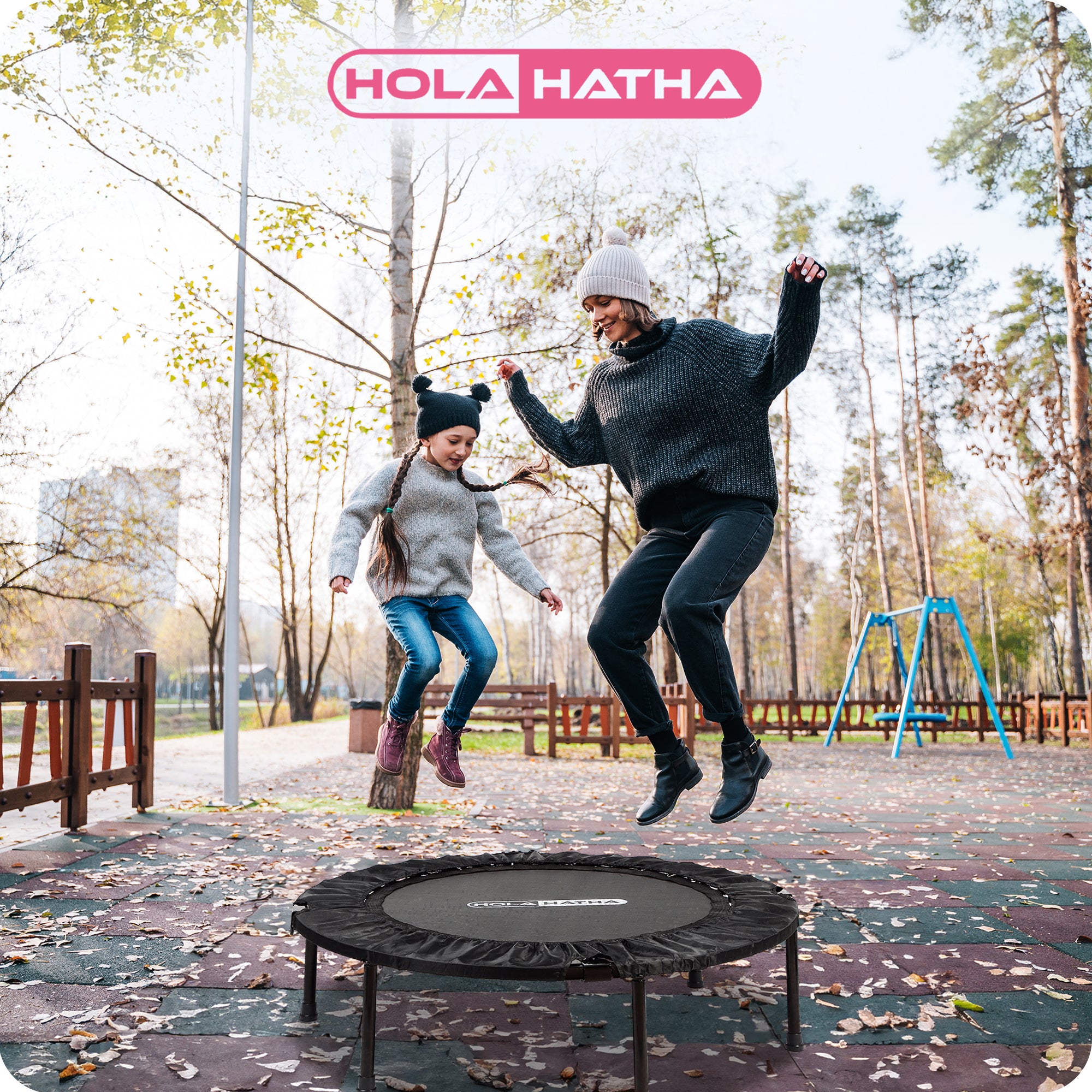 HolaHatha 36" Foldable Mini Trampoline Fitness Rebounder w/Handle (Used) - VMInnovations