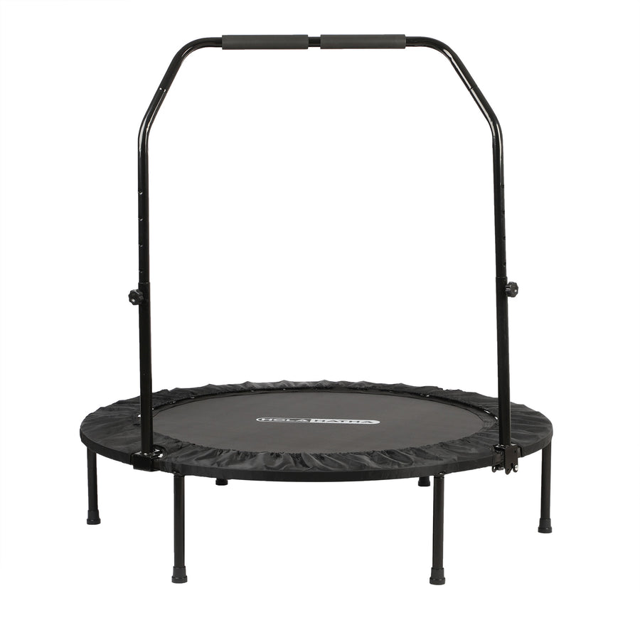 HolaHatha 48 Inch Foldable Mini Fitness Trampoline with Adjustable Handle, Black - VMInnovations
