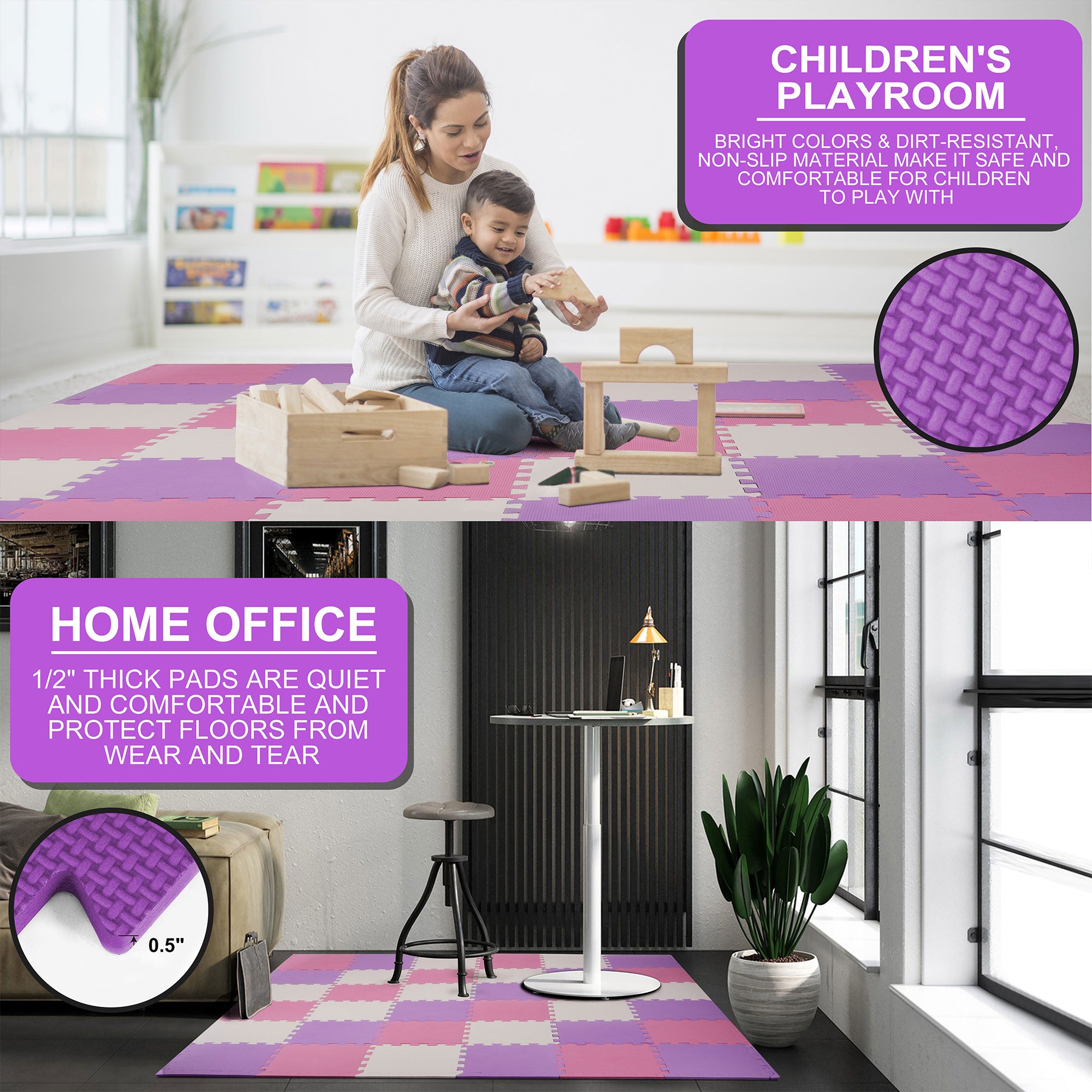 BalanceFrom 36 Tile Thick Interlocking Puzzle Foam Exercise Play Mat (Open Box) - VMInnovations