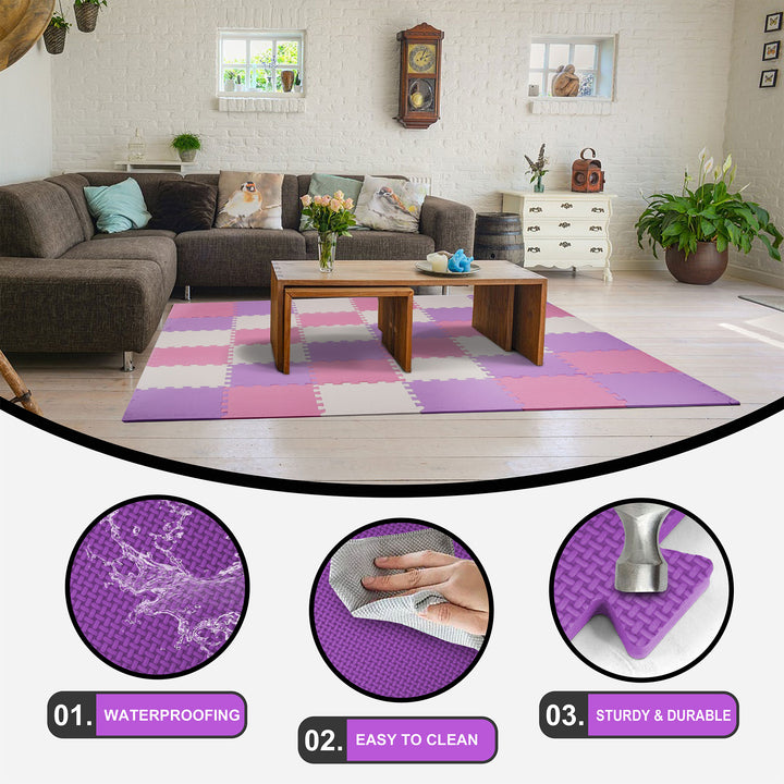 BalanceFrom 36 Tile Thick Interlocking Puzzle Foam Exercise Play Mat (Open Box)