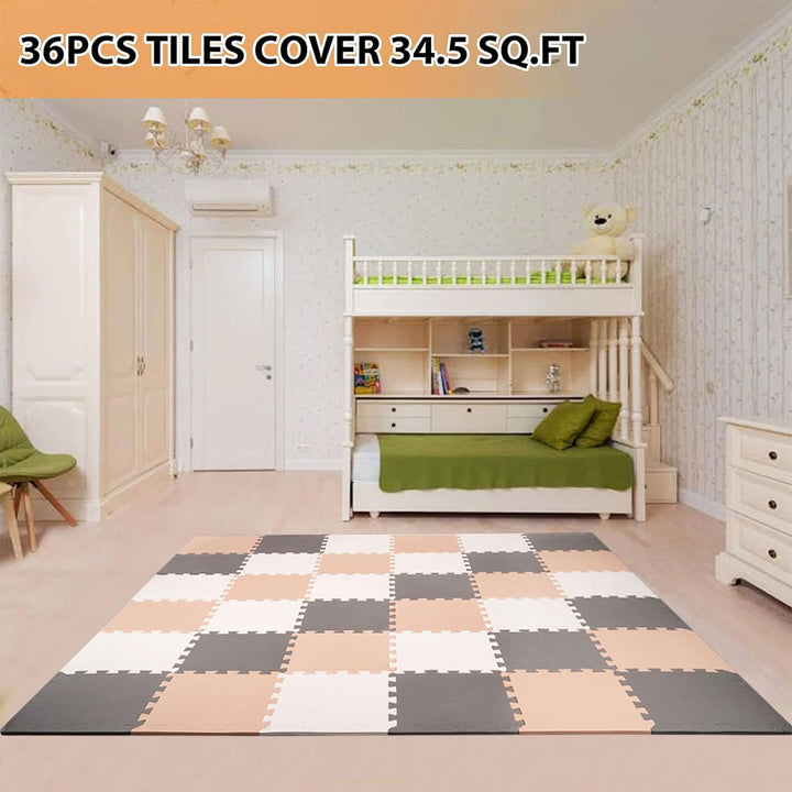 BalanceFrom 16 Tile Thick Interlocking Puzzle Foam Exercise Mat (Open Box) - VMInnovations