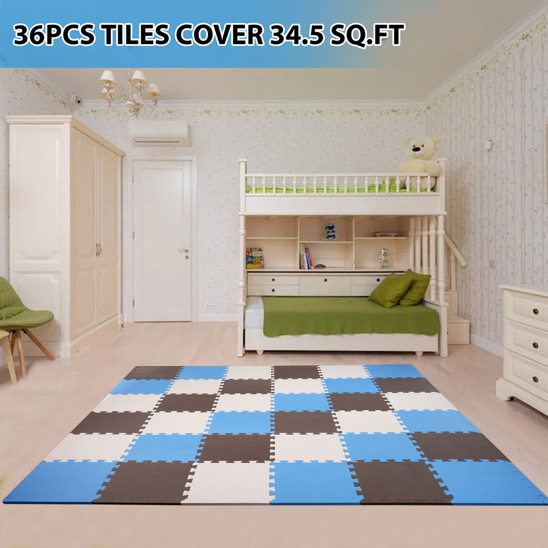 BalanceFrom 36 Tile Thick Interlocking Puzzle Foam Exercise Play Mat (Open Box) - VMInnovations