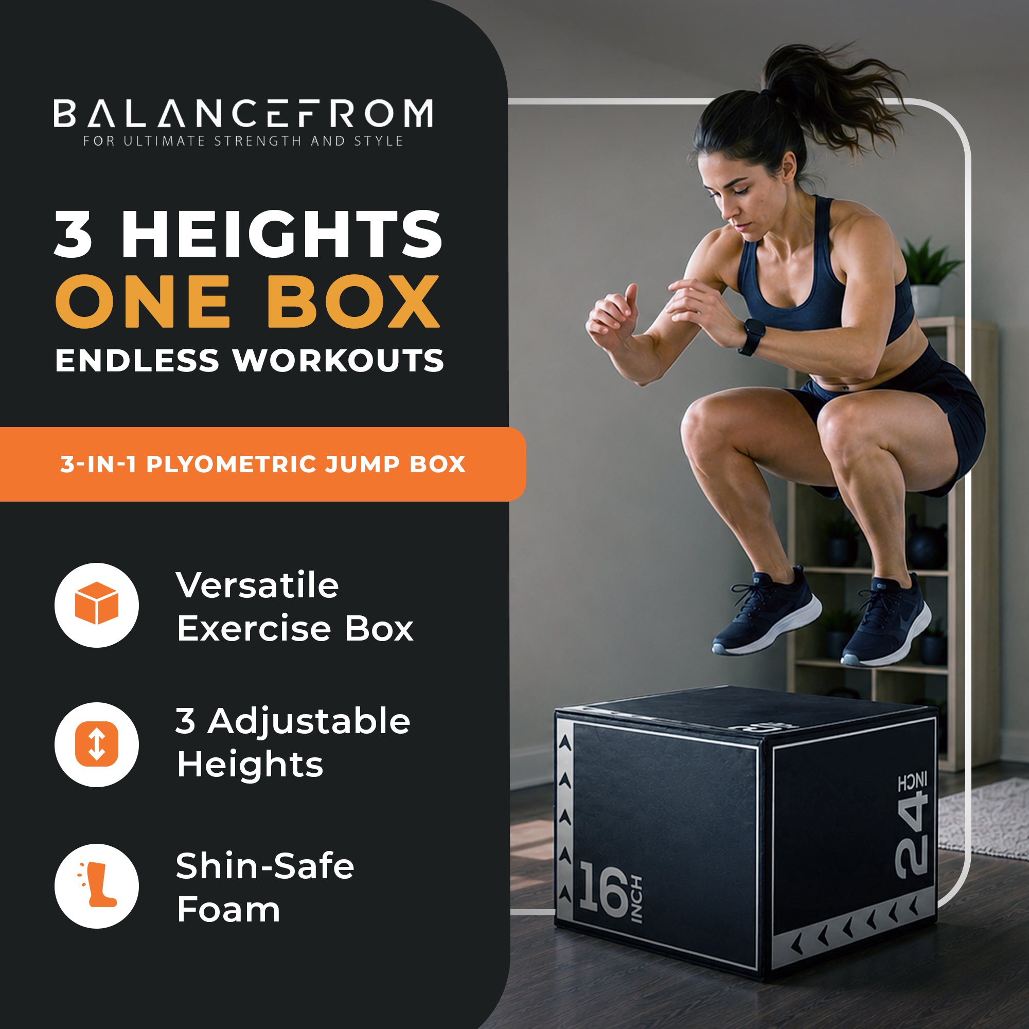 BalanceFrom Fitness 10 Pound Versatile 3 in 1 Plyometric Jumping Exercise Box - VMInnovations