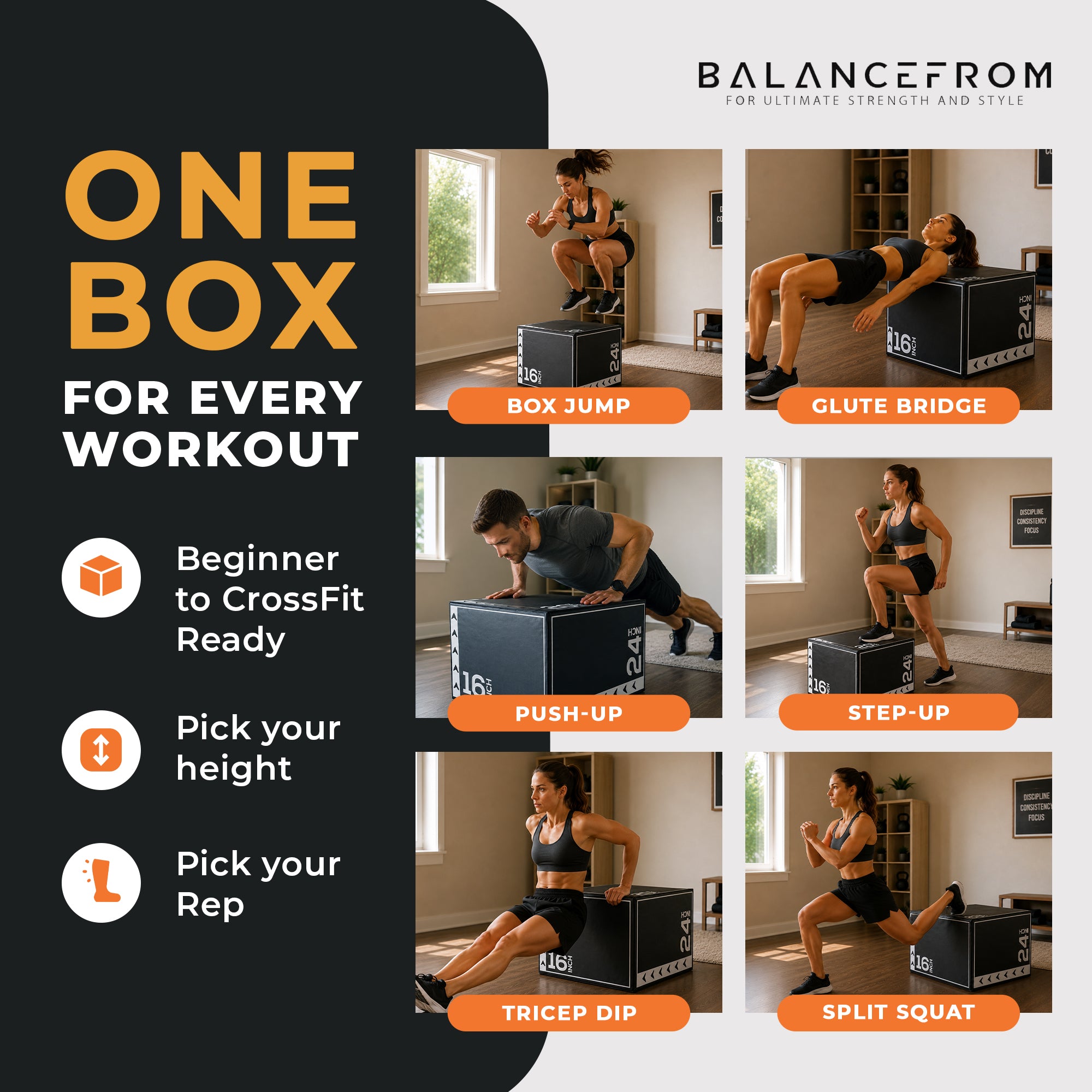 BalanceFrom Fitness 10 Pound Versatile 3 in 1 Plyometric Jumping Exercise Box - VMInnovations