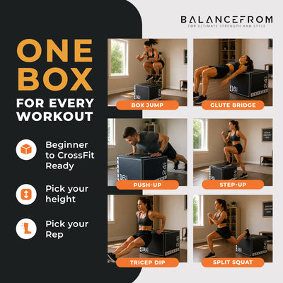 BalanceFrom Fitness 10 Pound Versatile 3 in 1 Plyometric Jumping Exercise Box - VMInnovations