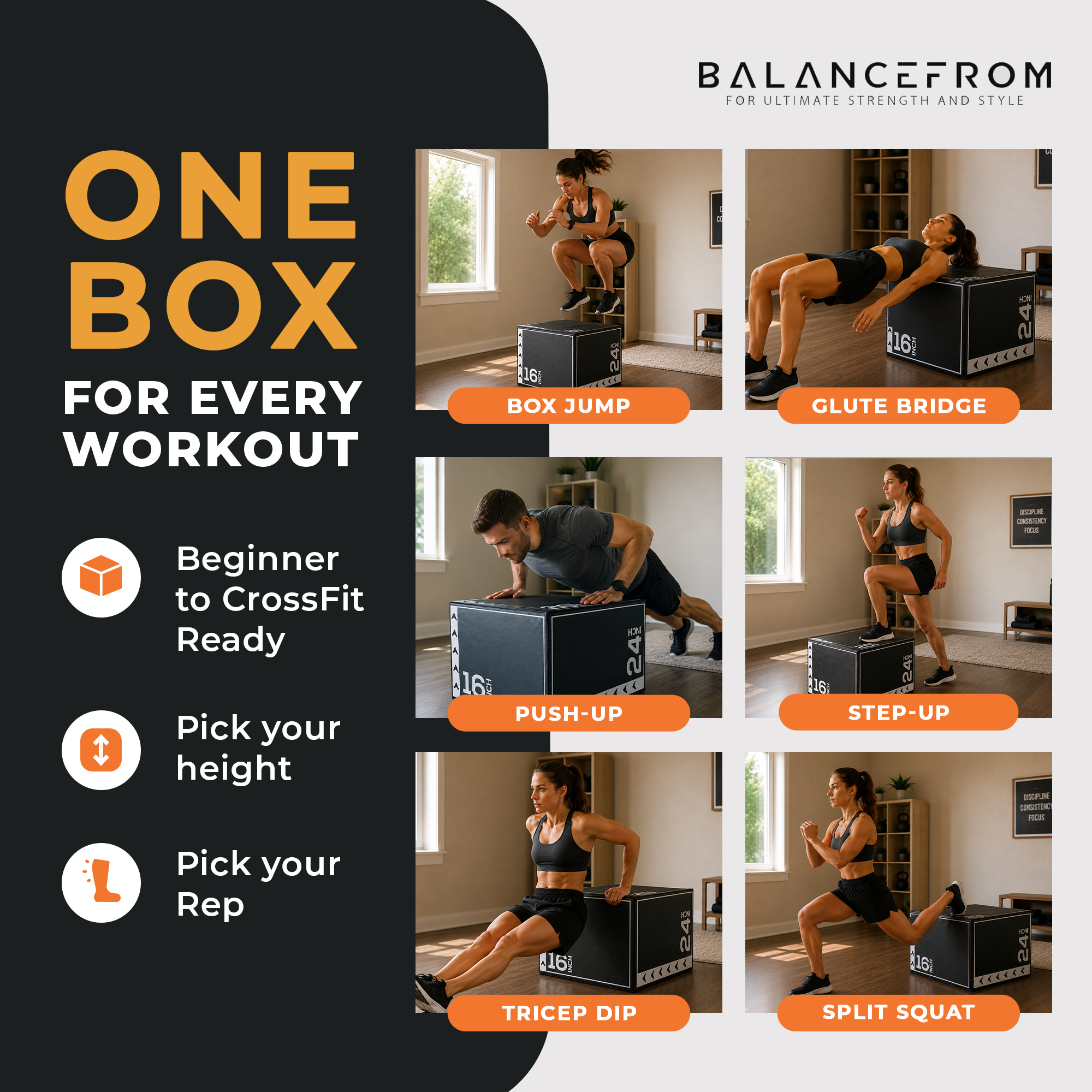 BalanceFrom Fitness 10 Pound Versatile 3 in 1 Plyometric Jumping Exercise Box