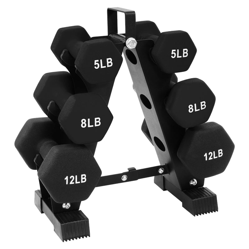 BalanceFrom Fitness 50 Pound Neoprene Coated Dumbbell Set with Stand, Black