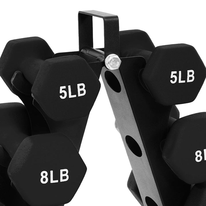 BalanceFrom Fitness 50lbs Neoprene Coated Dumbbell Set with Stand, Black (Used)