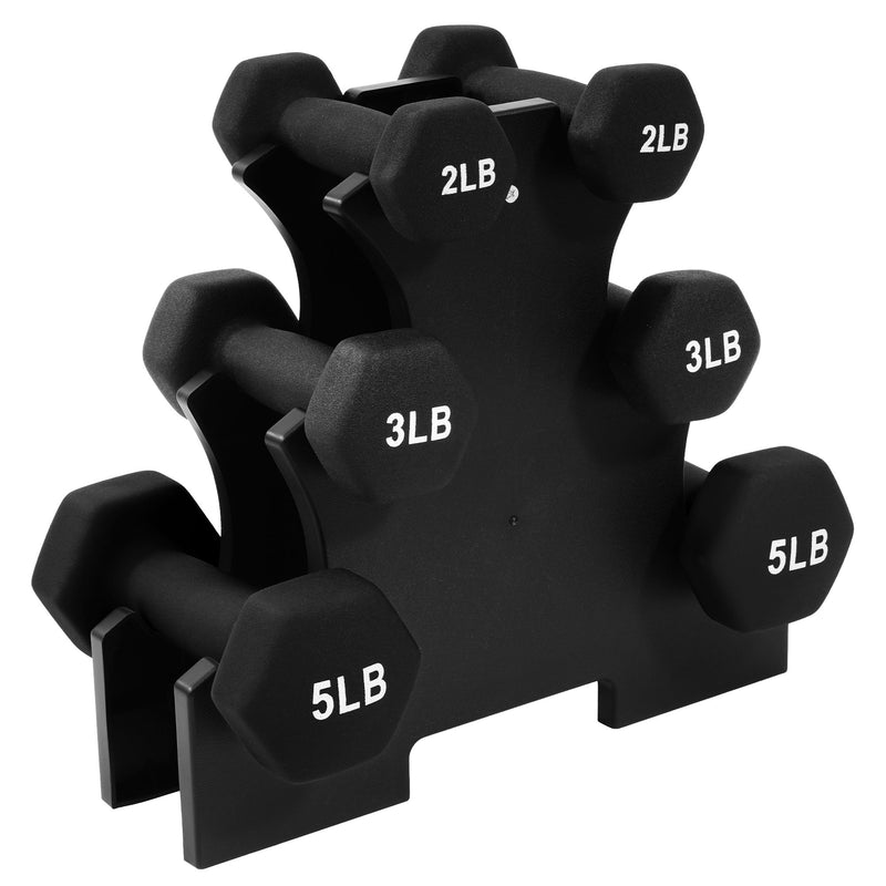 BalanceFrom 20lbs Neoprene Coated Dumbbell Set with Stand, Black (Open Box)