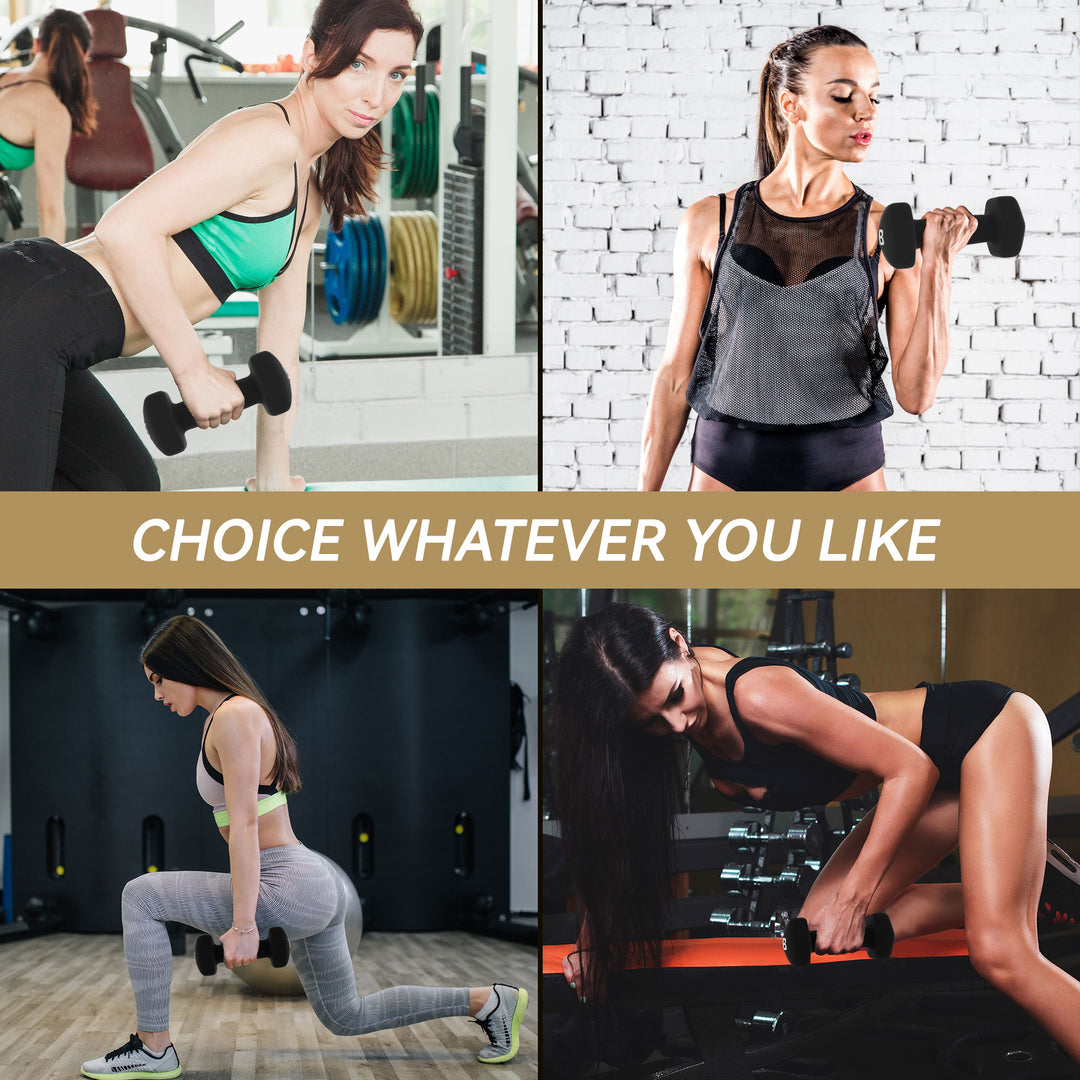 BalanceFrom 20lbs Neoprene Coated Dumbbell Set with Stand, Black (Open Box) - VMInnovations