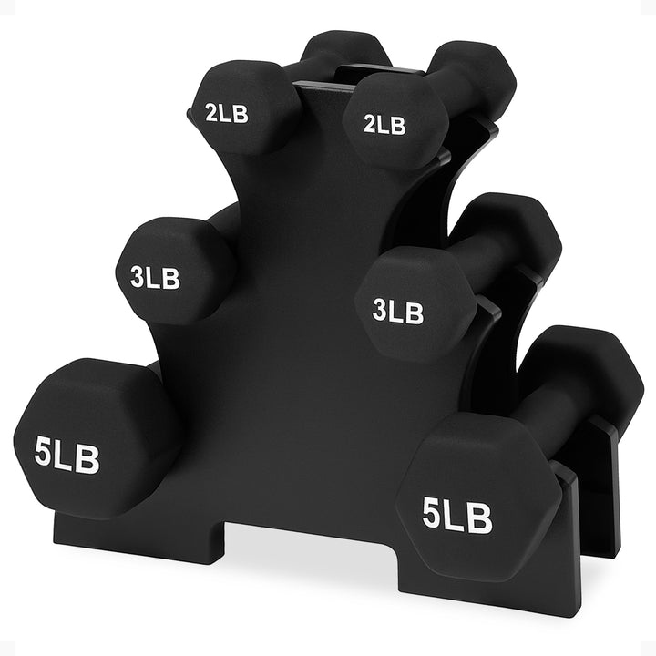 BalanceFrom 20lbs Neoprene Coated Dumbbell Set with Stand, Black (Open Box)