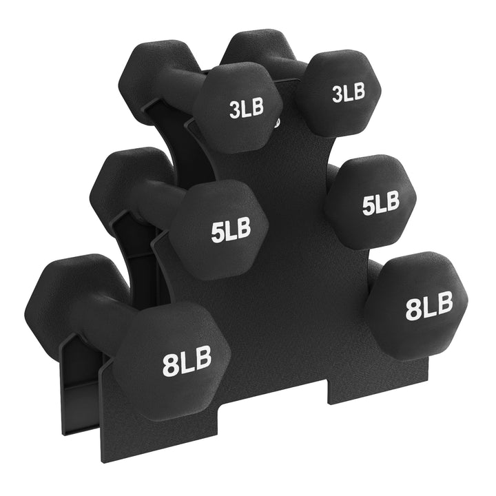 BalanceFrom Fitness 32lb Neoprene Coated Dumbbell Set w/Stand, Black (Open Box)