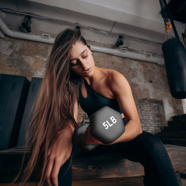 BalanceFrom Fitness 76lb Neoprene Coated Dumbbell Set w/Stand (Open Box)