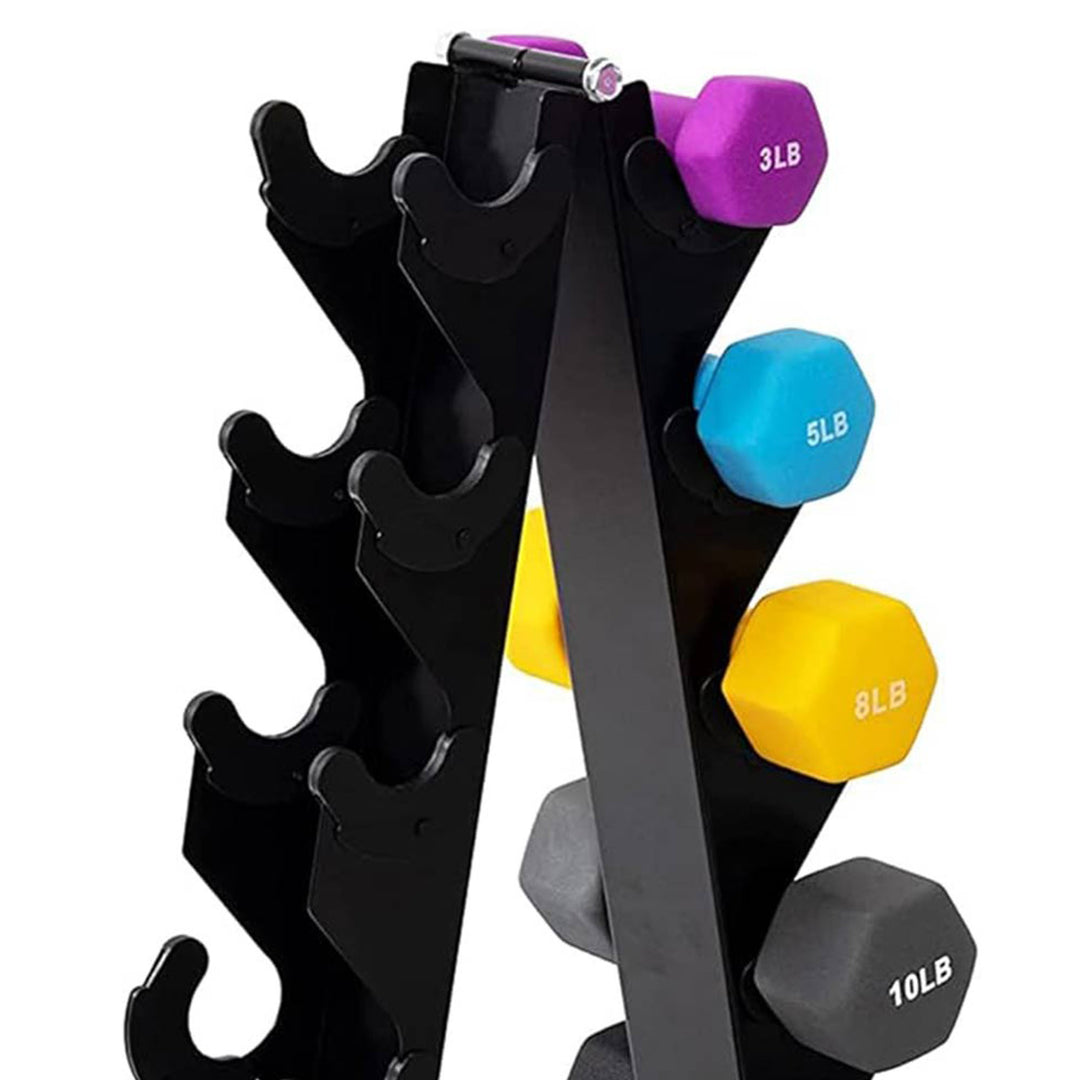 BalanceFrom Fitness 76 Pound Neoprene Coated Dumbbell Set with Stand, Multicolor