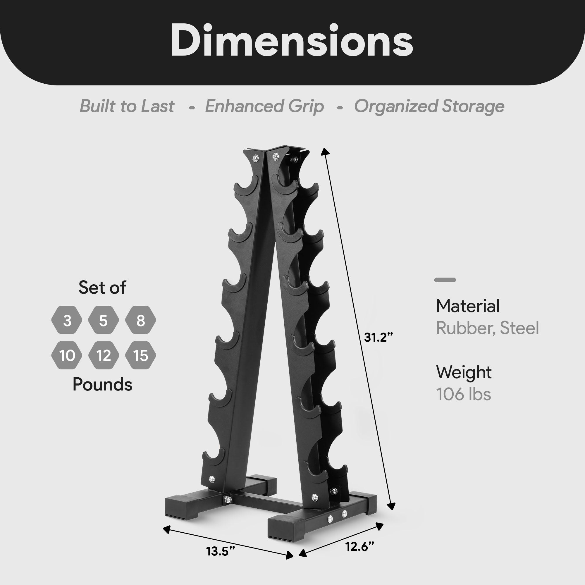 BalanceFrom Fitness 106lb Neoprene Coated Dumbbell Set w/Stand, Black (Open Box) - VMInnovations