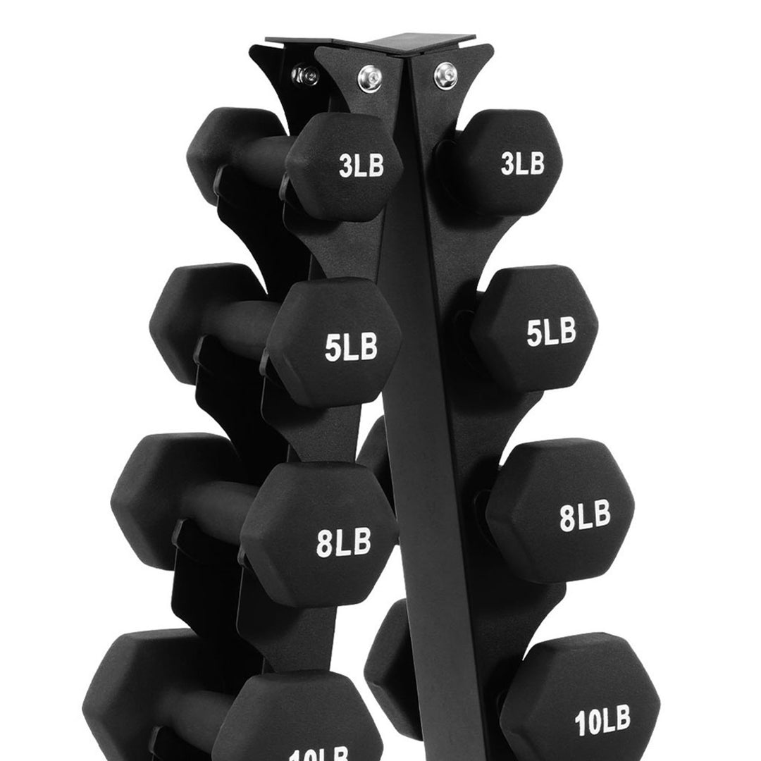 BalanceFrom Fitness 106lb Neoprene Coated Dumbbell Set with Stand, Black (Used)