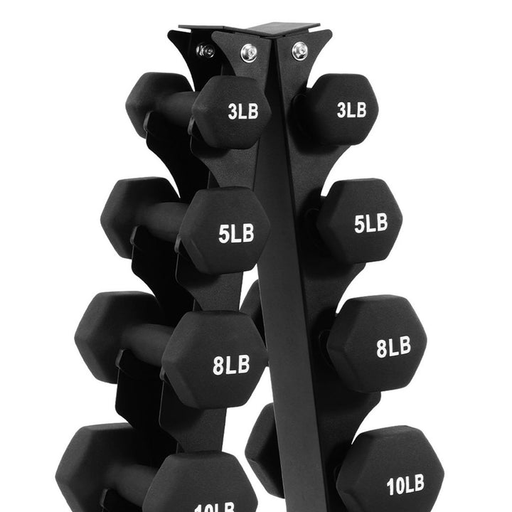 BalanceFrom Fitness 106lb Neoprene Coated Dumbbell Set with Stand, Black (Used)