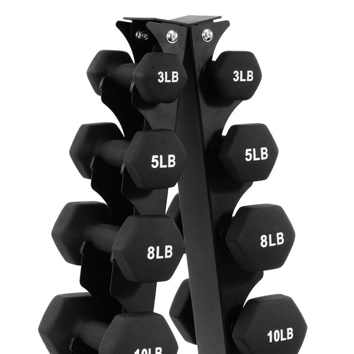 BalanceFrom Fitness 106lb Neoprene Coated Dumbbell Set w/Stand, Black (Open Box)