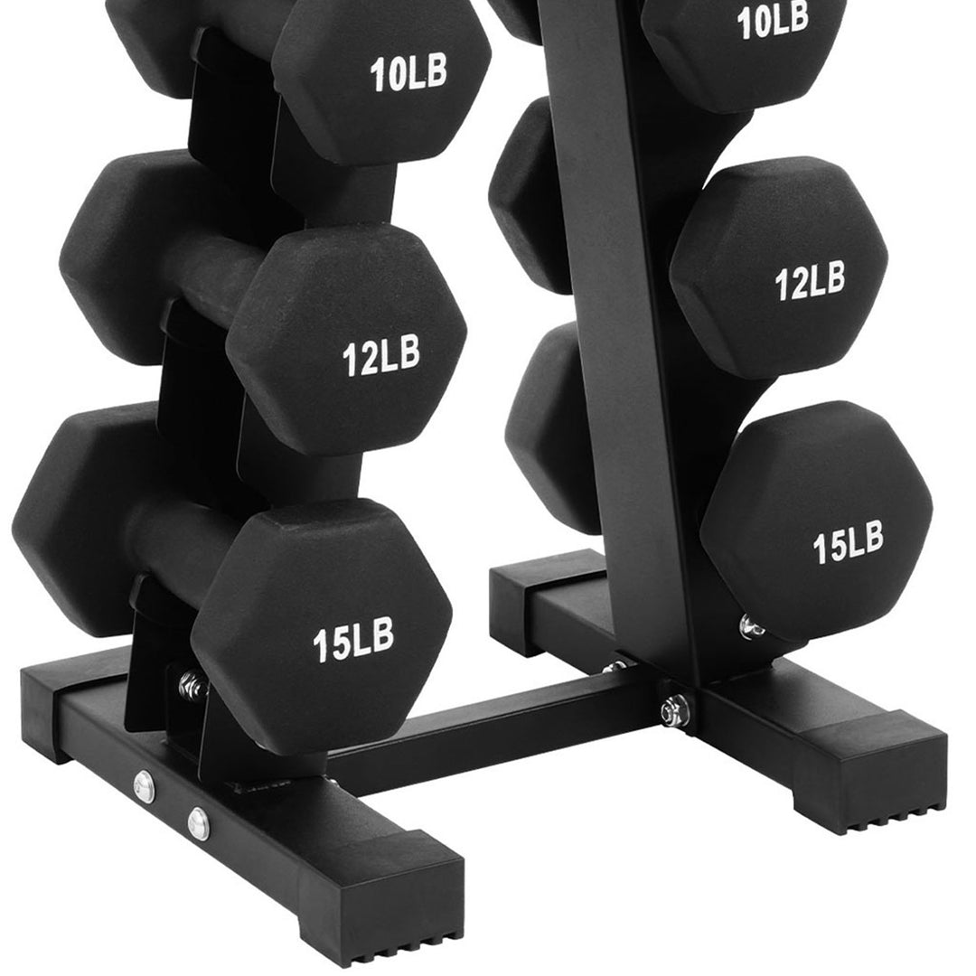 BalanceFrom Fitness 106lb Neoprene Coated Dumbbell Set w/Stand, Black (Open Box) - VMInnovations