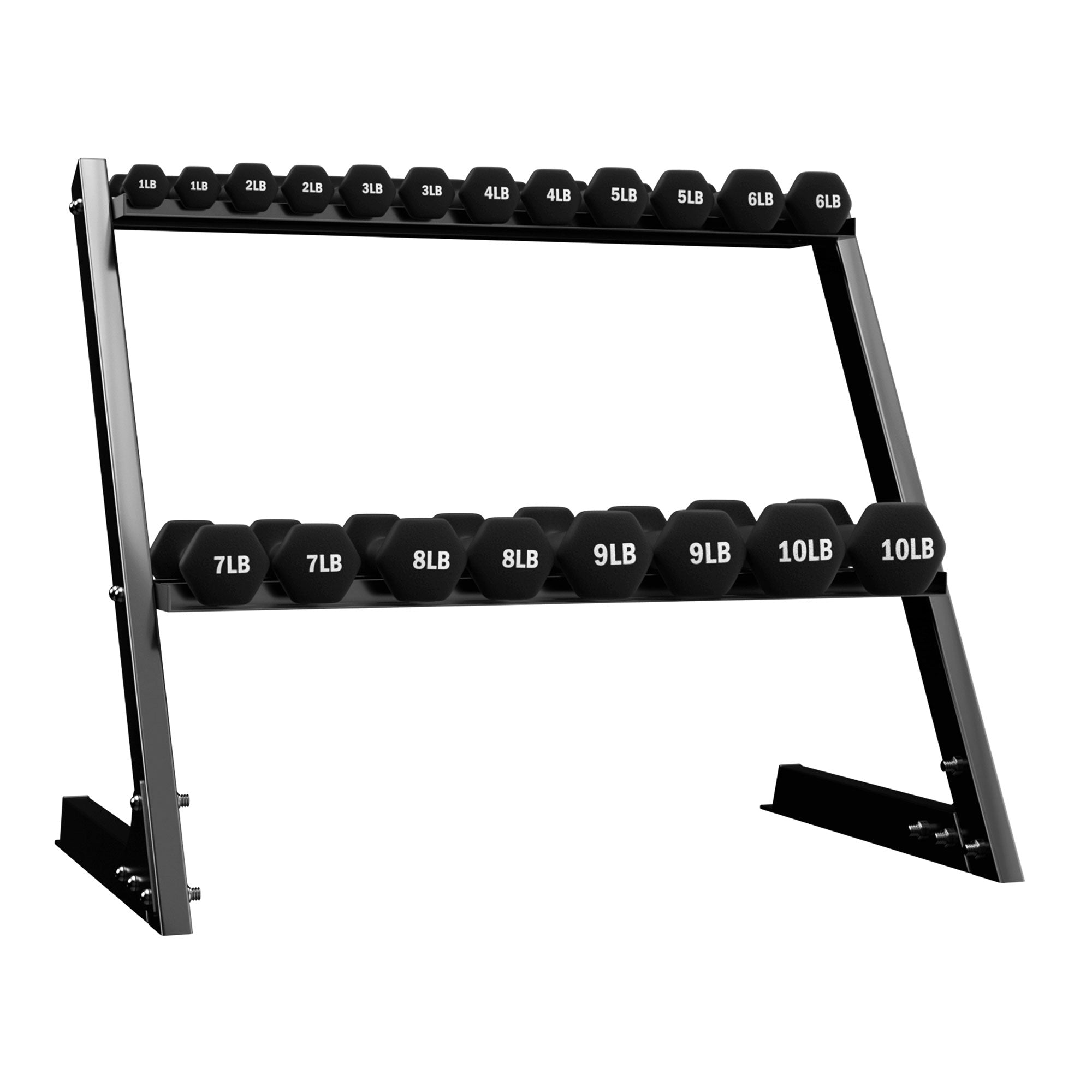 BalanceFrom Fitness 110 Pound Neoprene Coated Dumbbell Set with Stand, Black - VMInnovations