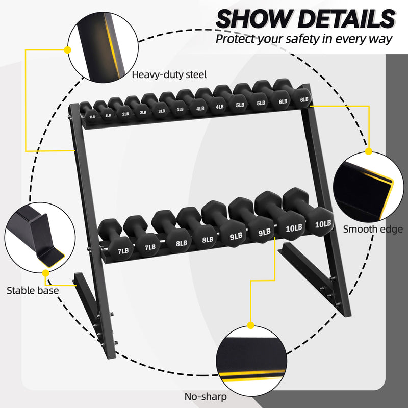BalanceFrom Fitness 110 Pound Neoprene Coated Dumbbell Set with Stand, Black
