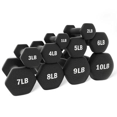 BalanceFrom Fitness 110 Pound Neoprene Coated Dumbbell Set with Stand, Black