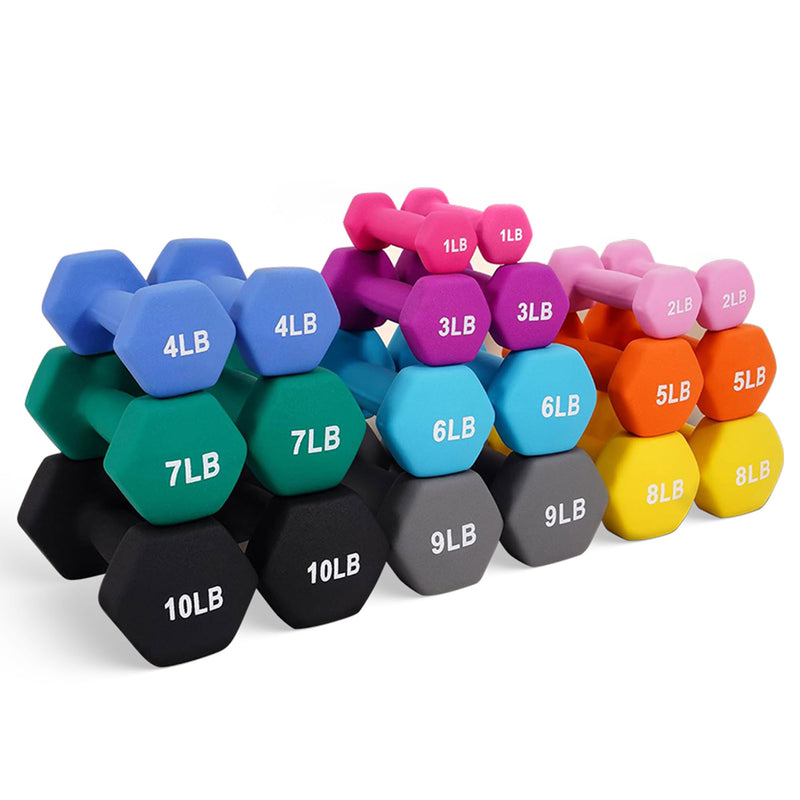 BalanceFrom Fitness 110lb Neoprene Coated Dumbbell Set w/Stand, Multicolor(Used)