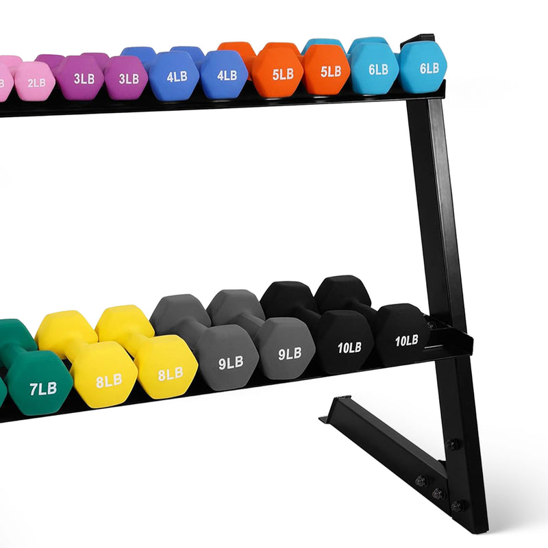 BalanceFrom Fitness 110lb Neoprene Coated Dumbbell Set w/Stand, Multicolor(Used)