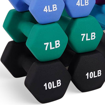 BalanceFrom 110lb Neoprene Coated Dumbbell Set w/ Stand, Multicolor (Open Box)