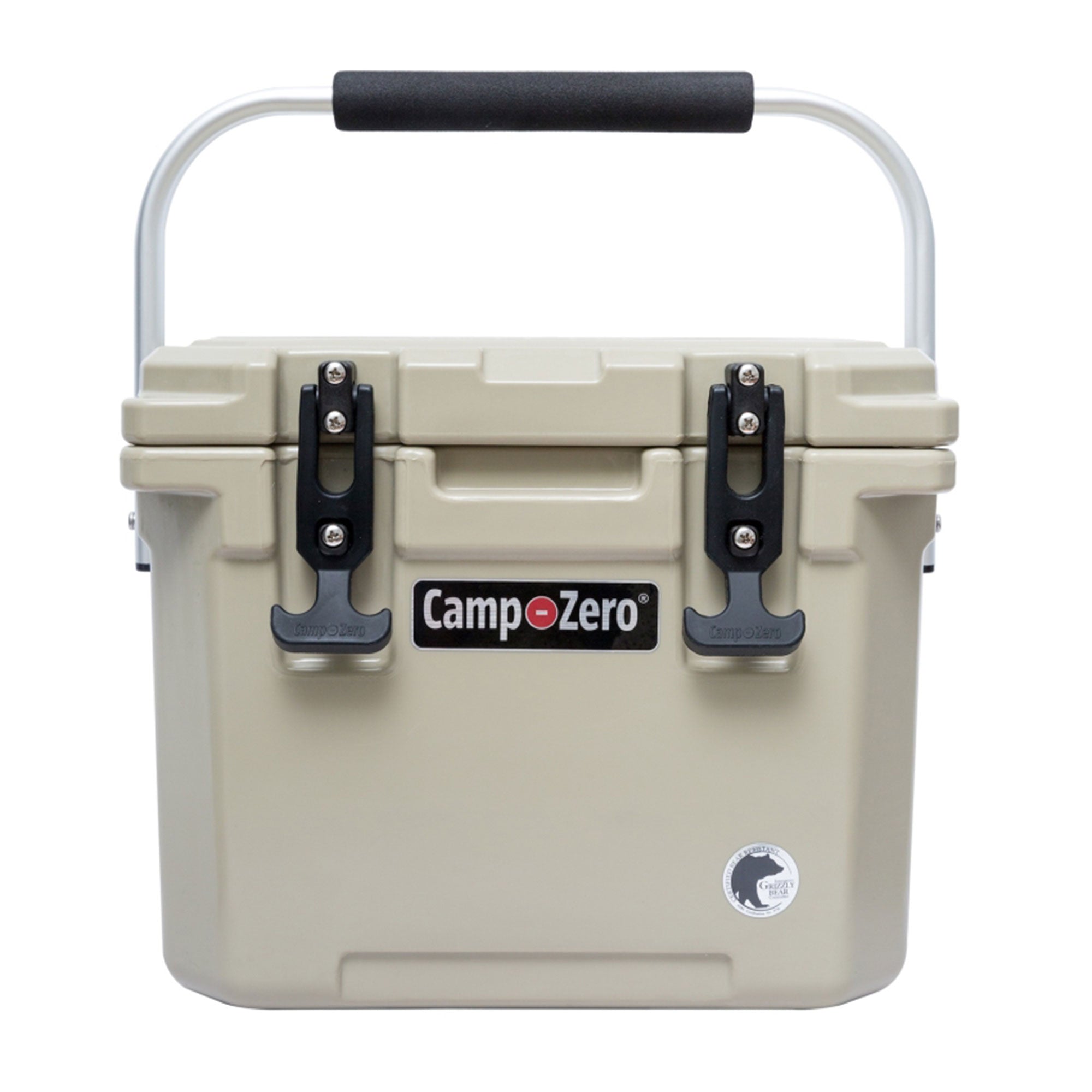 CAMP-ZERO 10 Liter 10.6 Quart Lidded Cooler with 2 Molded In Cup Holders, Beige - VMInnovations