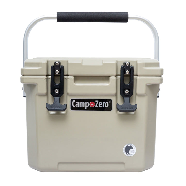 CAMP-ZERO 10 L 10.6 Qt Lidded Cooler w/ 2 Molded In Cup Holders, Beige(Open Box)