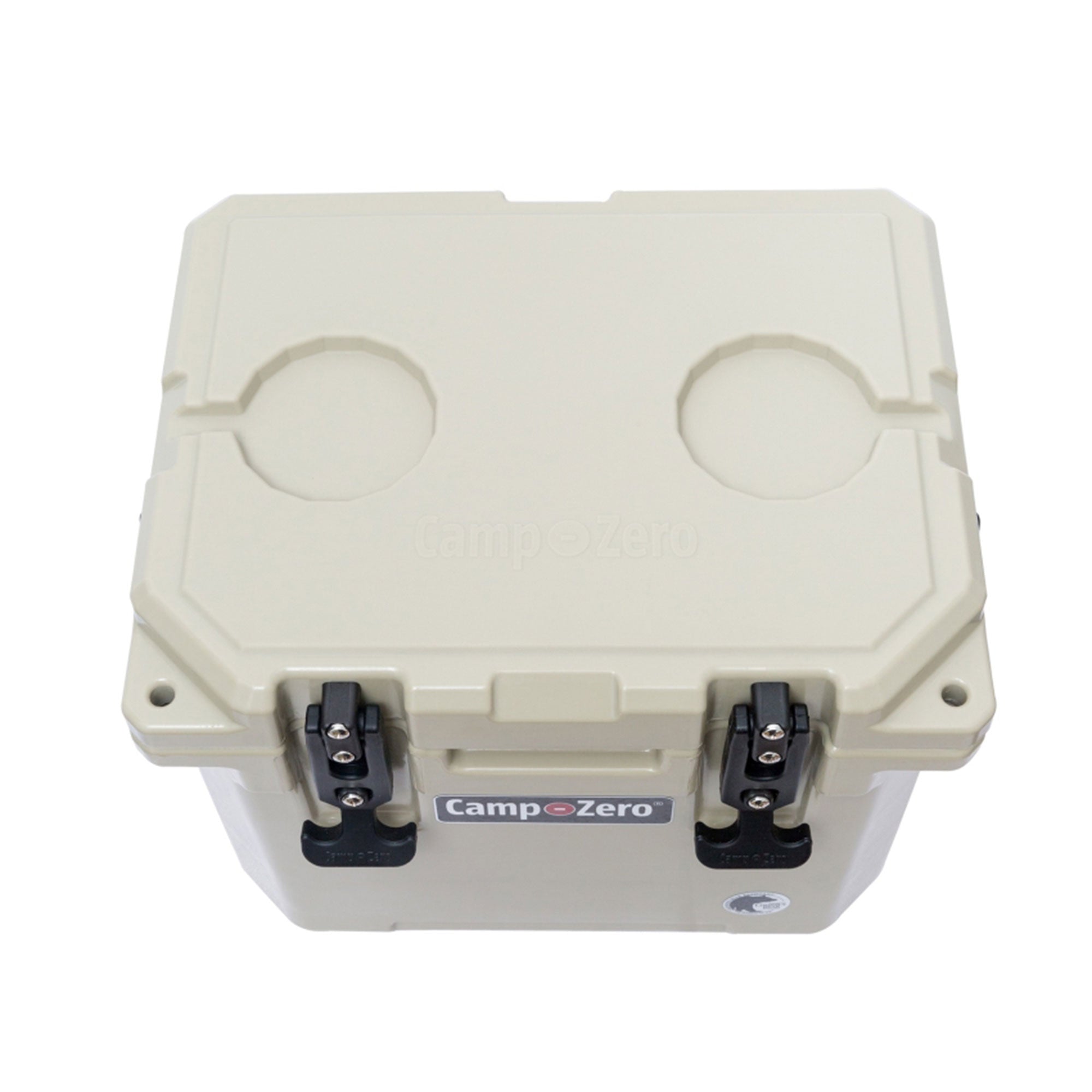 CAMP-ZERO 10 Liter 10.6 Quart Lidded Cooler with 2 Molded In Cup Holders, Beige - VMInnovations