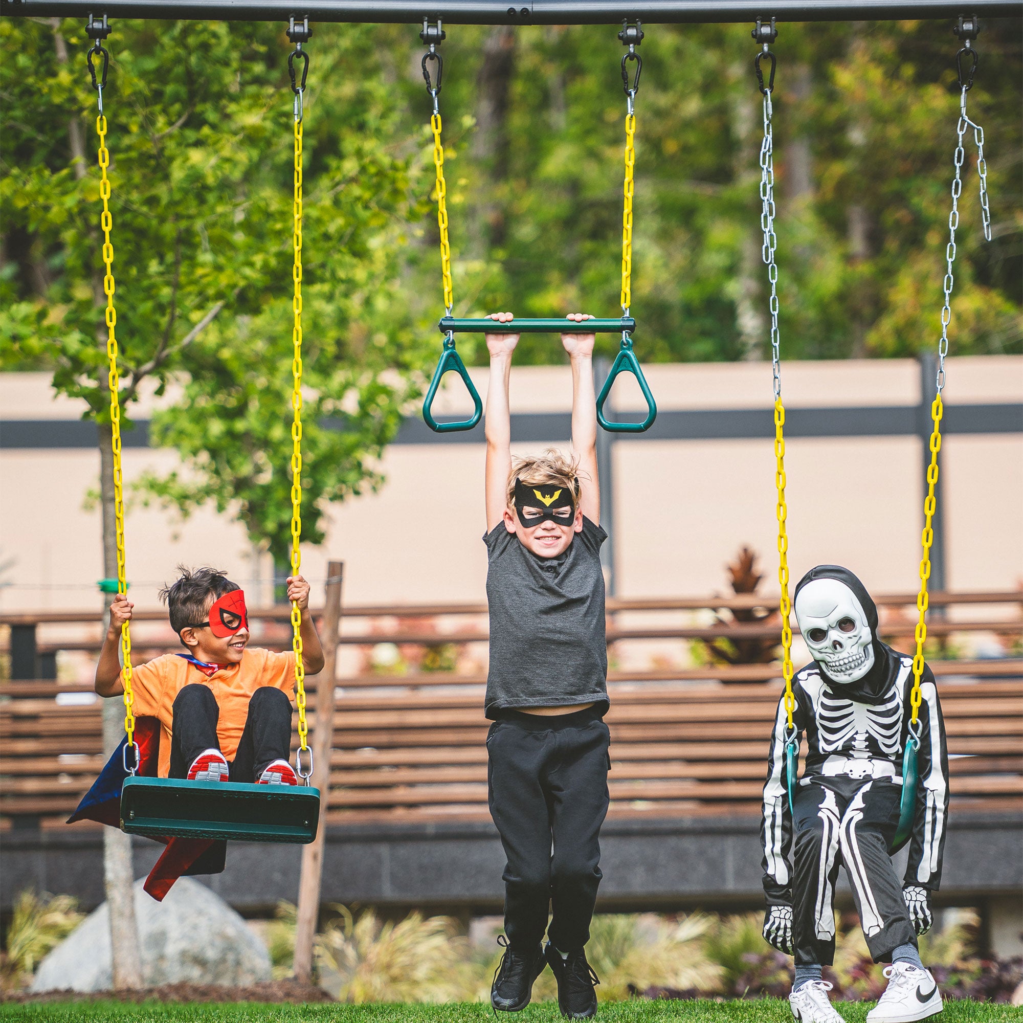 gobaplay Outdoor Adventure Swing Set with Single Frame & 8' Extension Attachment