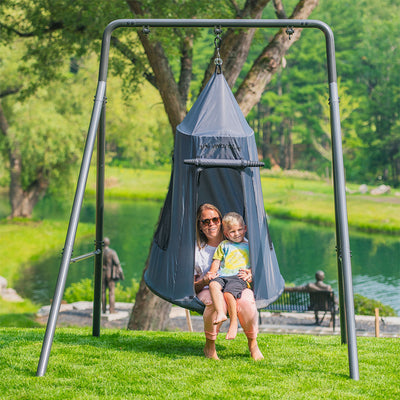 gobaplay Hanging Tent for Round Platform Swing Set w/Removeable Cover,Grey(Used) - VMInnovations