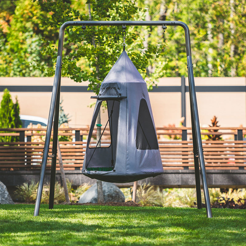 gobaplay Hanging Tent for Round Platform Swing Set w/Removeable Cover,Grey(Used)