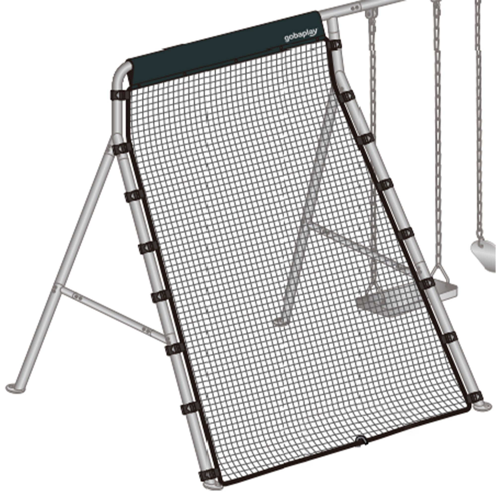 gobaplay Outdoor Multi Sport Bounce Back Net for Swing Set, Black (Open Box)