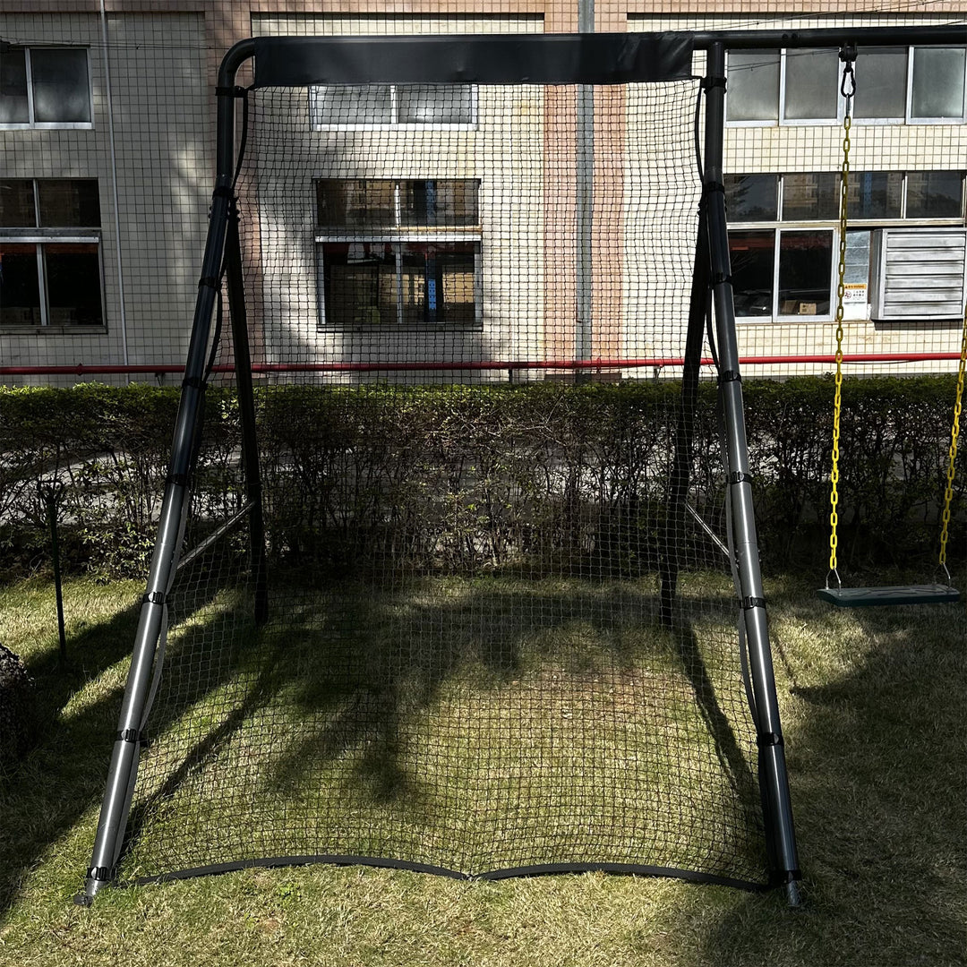 gobaplay Outdoor Multi Sport Bounce Back Net for Swing Set, Black (Open Box)