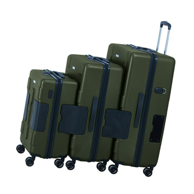 TACH V3.1 3pc Set Connectable Hard Shell Spinner Luggage Set, Green (Used)