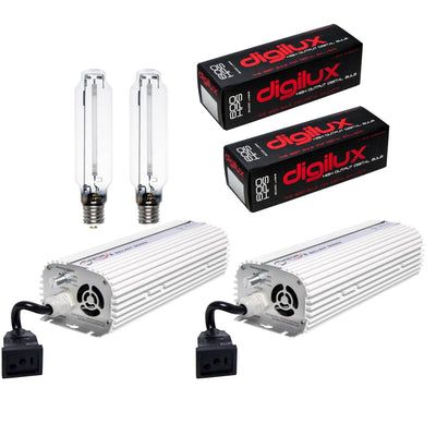 NEW! 2 QUANTUM 600W Digital Dimmable Ballasts + 2 DIGILUX 600W HPS Grow Lights