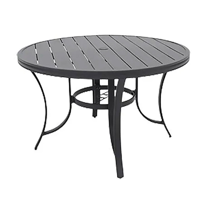 Four Seasons Courtyard Palermo Slat Top Dining Table with Umbrella Hole, Gray
