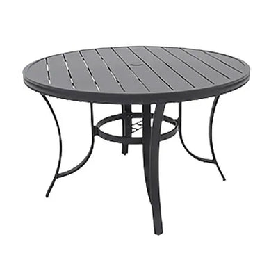 Four Seasons Courtyard Slat Top Dining Table with Umbrella Hole, Gray (Open Box)