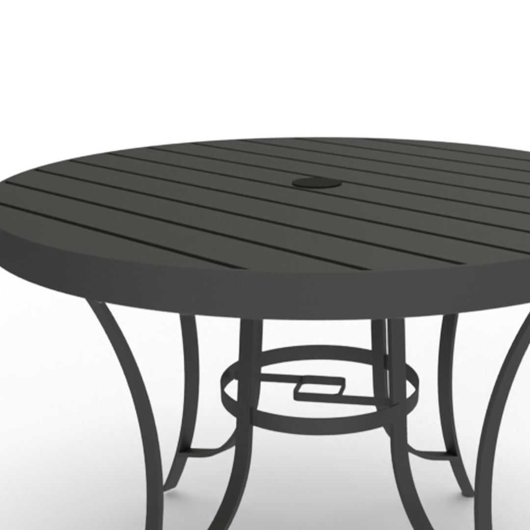 Four Seasons Courtyard Slat Top Dining Table with Umbrella Hole, Gray (Open Box) - VMInnovations
