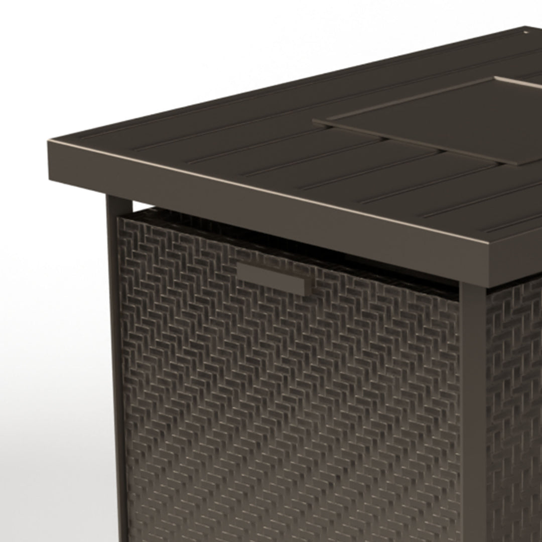 Four Seasons Courtyard 27 x 34" Catania Slat Top Outdoor Gas Fire Pit(Open Box) - VMInnovations